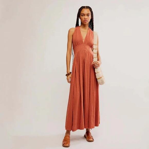 Free People Beach Women’s Selena Maxi Dress Chutney Sz L Boho Resort - Picture 1 of 16